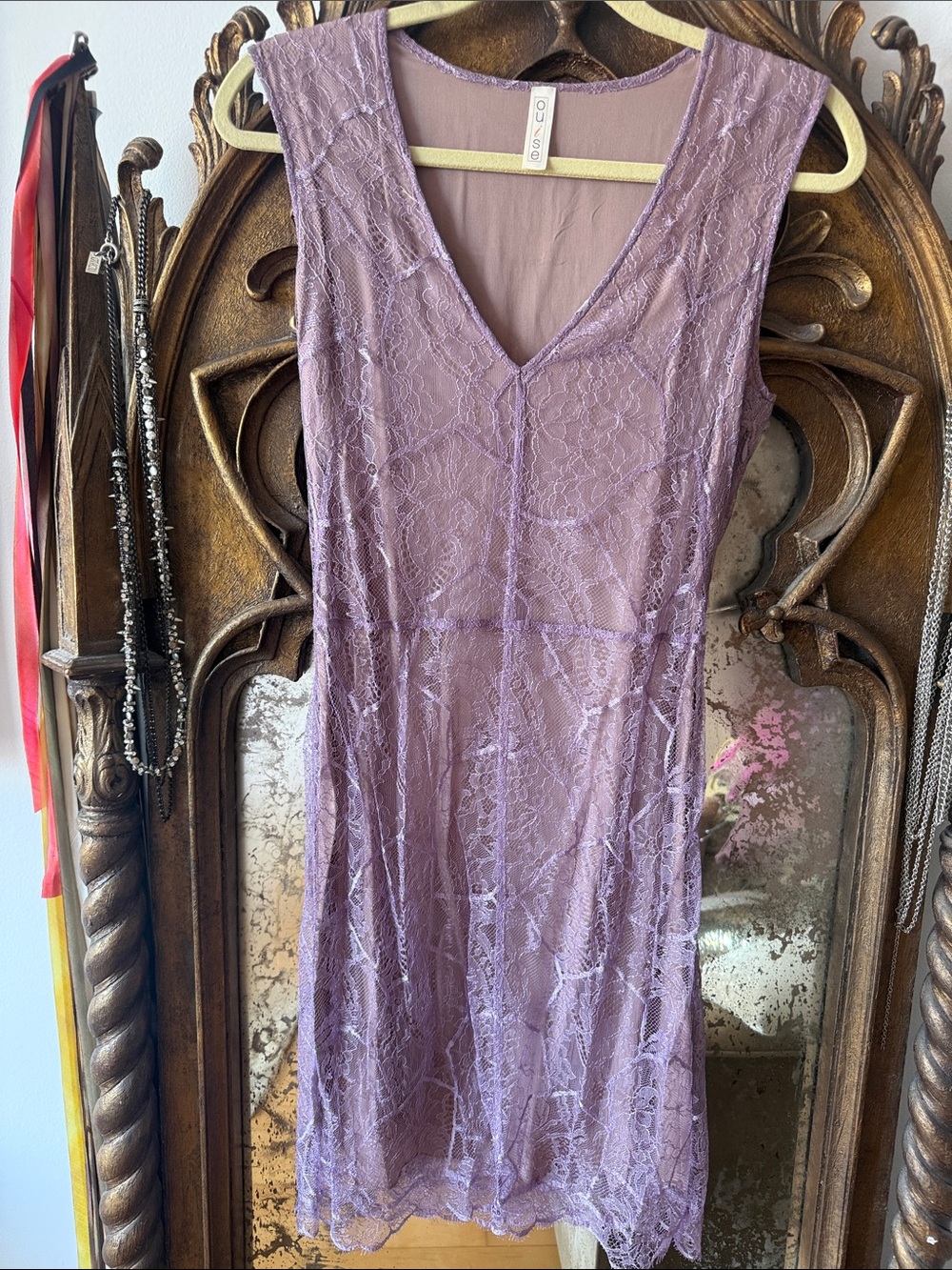 Parisian Lace V-Neck  Dress in Lavender